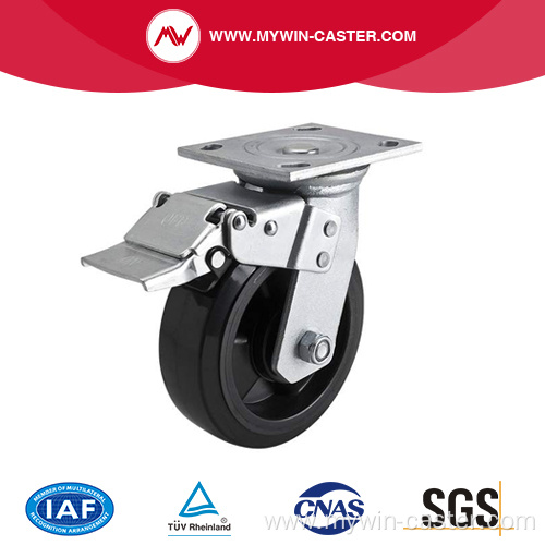 Heavy 6 Inch 380kg Plate Brake PU Caster